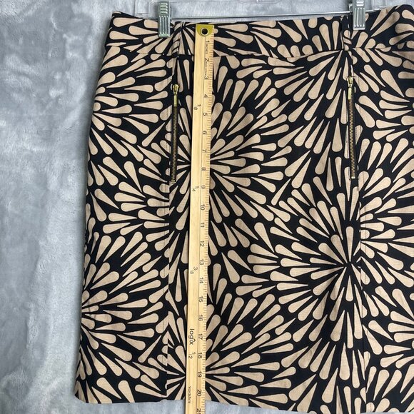 Talbots Skirt Womens 12 Black Tan Floral Straight Pencil Mini Career Pockets - Picture 8 of 10
